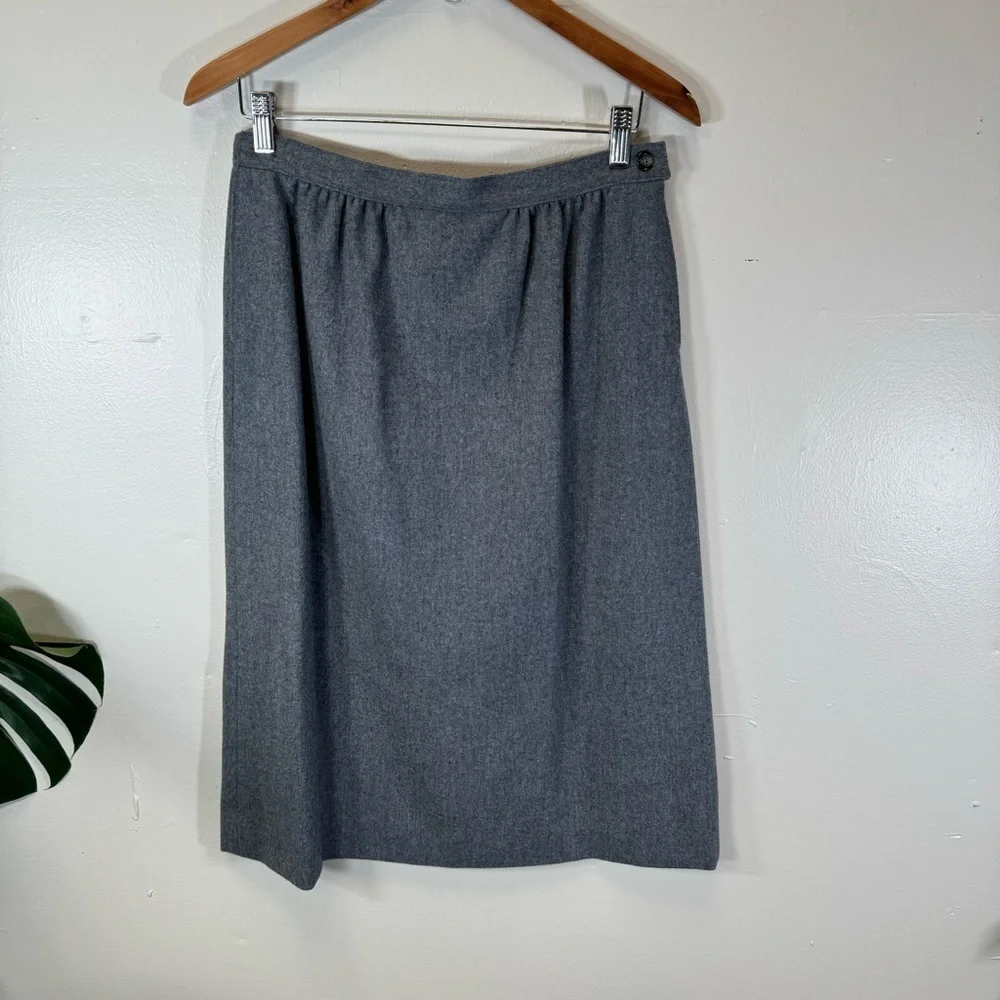 PENDLETON vintage wool midi skirt gray pockets lined academic academia twee sz10
